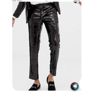 EXCELLENT CONDITION TWISTED TAILOR SUPER SKINNY BLACK SEQUIN PANTS